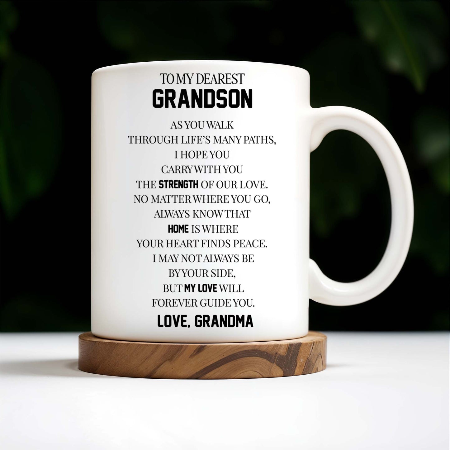 To My Dearest Grandson Love From Grandma With Pansy Flower Design - Personalized Custom Coffee Mug - GSN024_MG