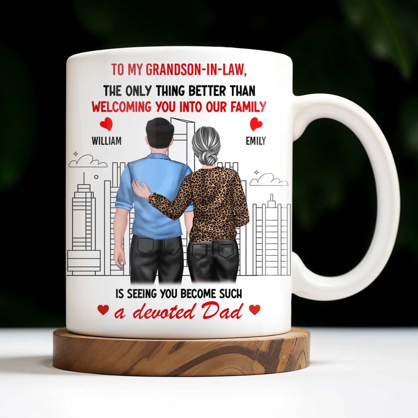 To My Grandson-In-Law, The Only Thing Better Than Welcoming You Into Our Family, Cityscape and Couple - Personalized Custom Coffee Mug - GSN059_MG