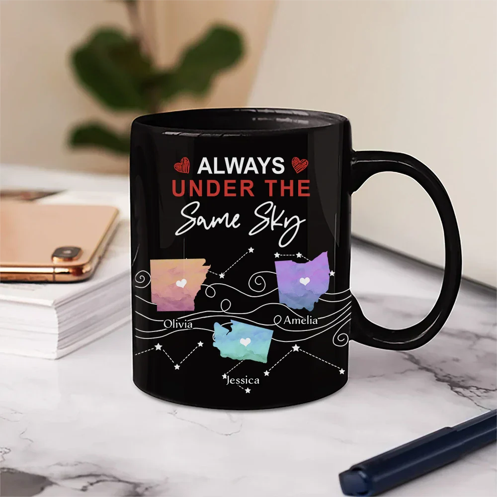 Never Too Far To Have Coffee Together State - Personalized Mug