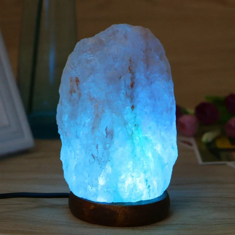 Salt Lamp Natural Hand Carved Wooden Base