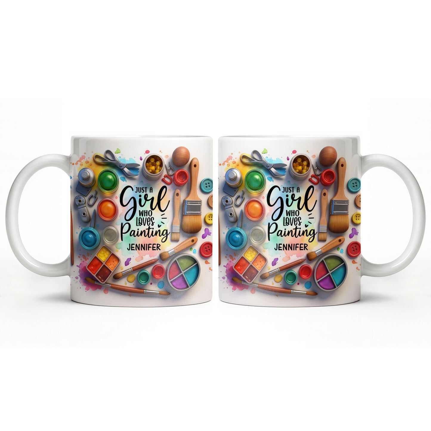 Just A Girl Who Loves Painting With Paints And Brushes - Personalized Custom Coffee Mug - HOB010_MG