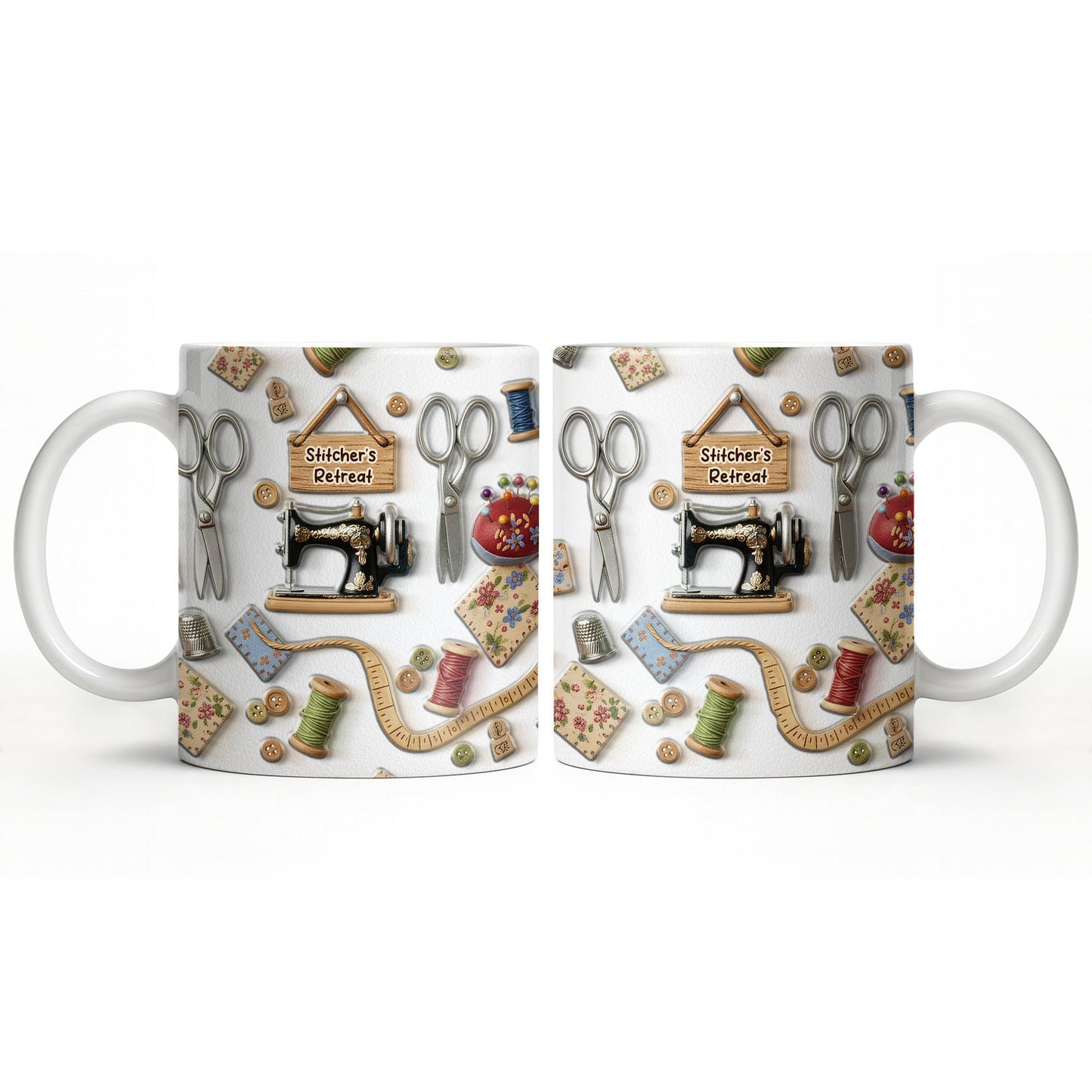 Stitcher's Retreat Sewing Essentials Coffee Mug - Personalized Custom Coffee Mug - HOB019_MG