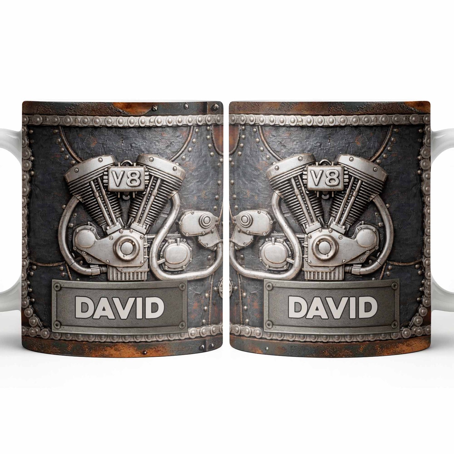 Customize Your Name, V8 Engine Design - Personalized Custom Coffee Mug - HOB021_MG