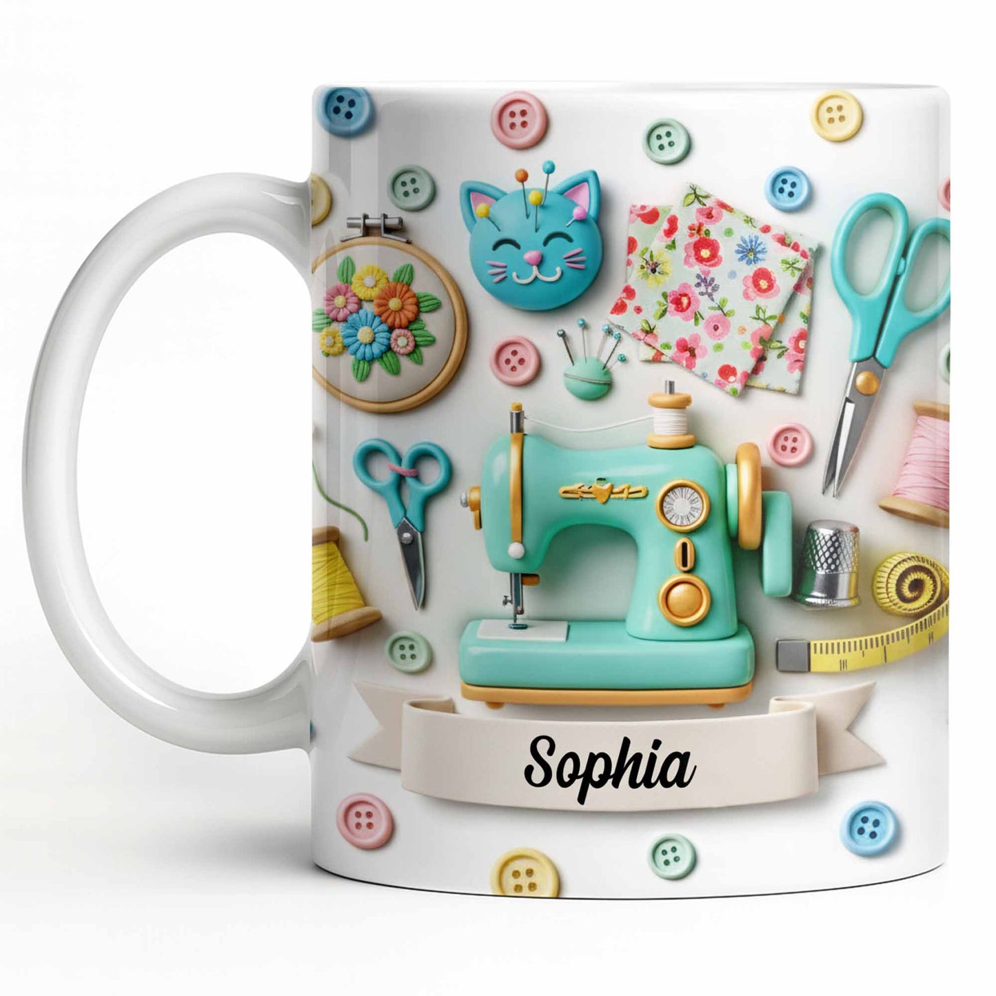 Celebrate Your Crafting Skills with Sewing Essentials Design - Personalized Custom Coffee Mug - HOB026_MG