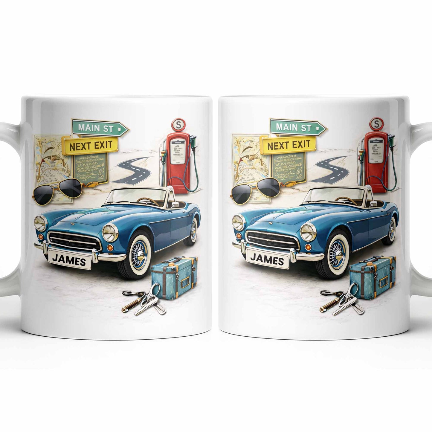 Main St Next Exit Vintage Car Design - Personalized Custom Coffee Mug - HOB031_MG