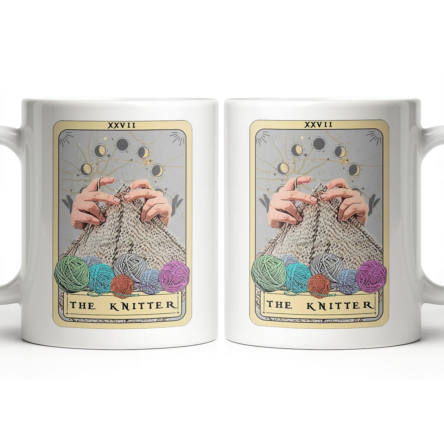 The Knitter Tarot Card Style With Yarn Balls - Personalized Custom Coffee Mug - HOB055_MG