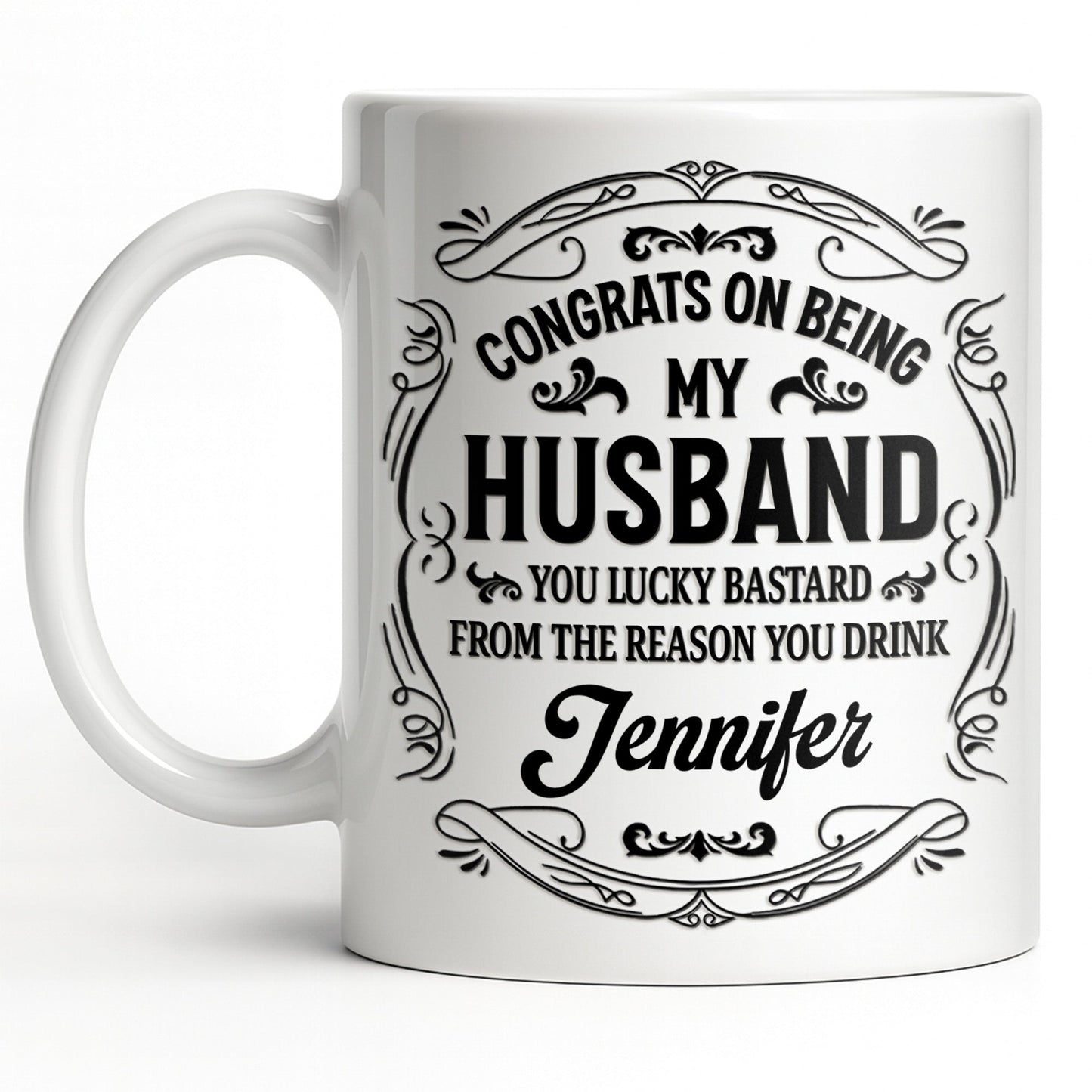 Congrats On Being My Husband, Floral Designs - Personalized Custom Coffee Mug - HSB086_MG