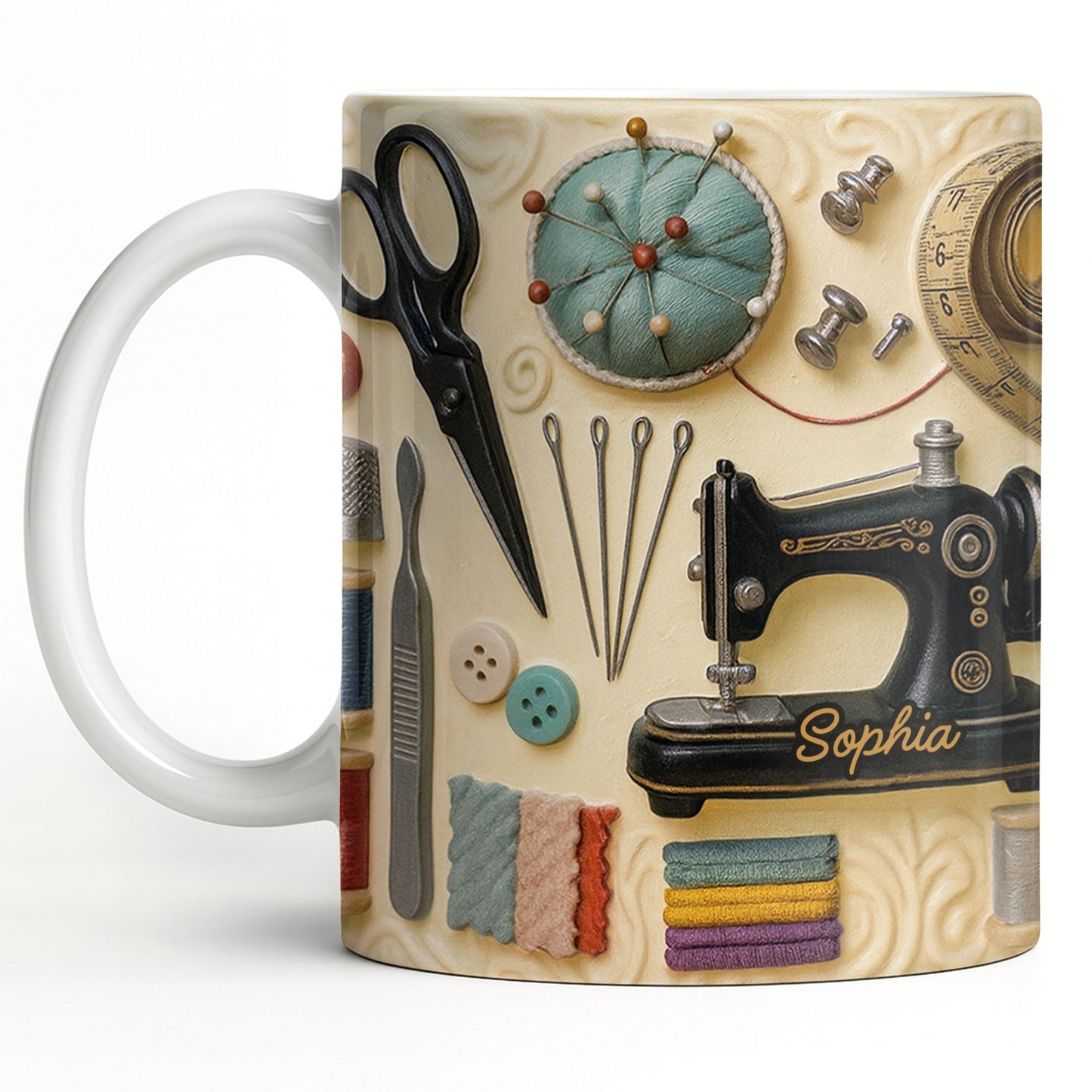 Celebrating the Art of Crafting With Sewing Essentials - Personalized Custom Coffee Mug - JBS087_MG