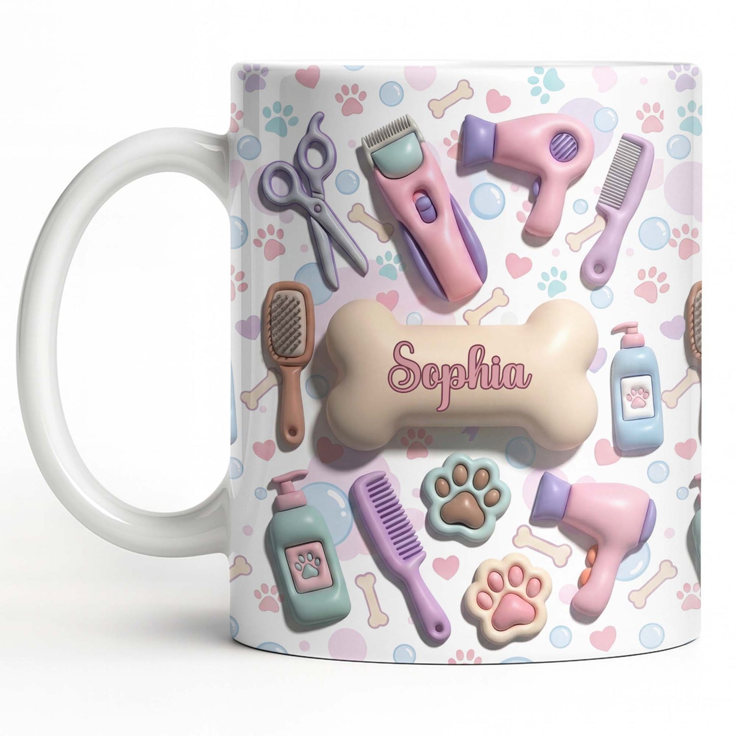Gift For Pet Grooming Essentials And Paw Prints - Personalized Custom Coffee Mug - JBS117_MG