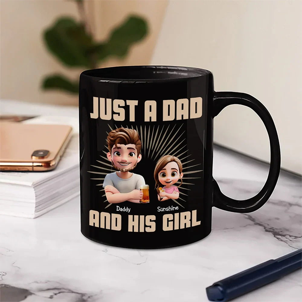 Just A Dad And His Girl 3D Effect Crossed Arms - Personalized Mug