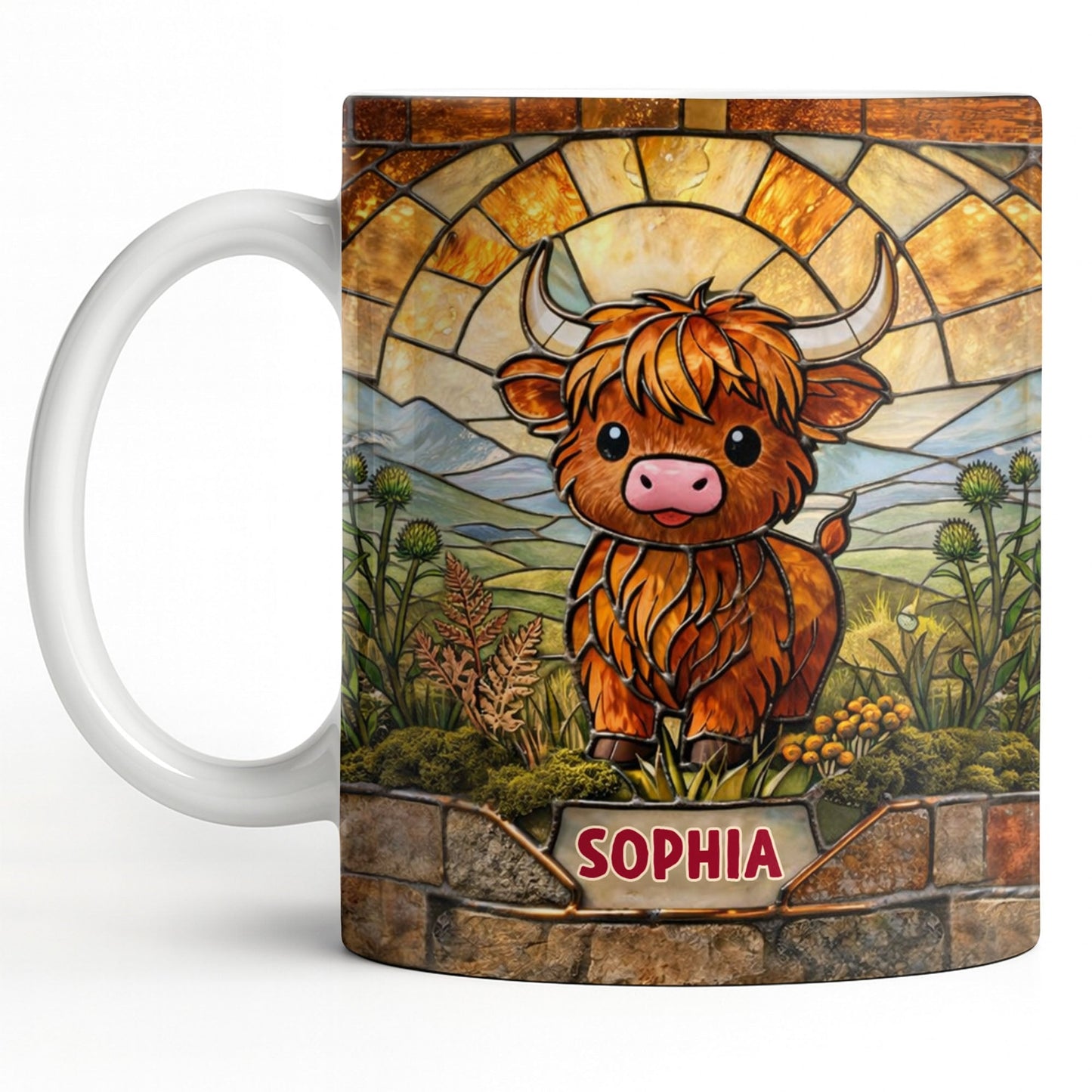 My Cow Stained Glass Landscape - Personalized Custom Coffee Mug - KID530_MG