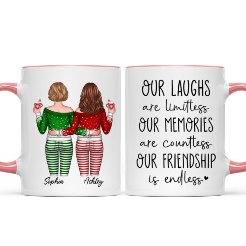Our Friendship Is Endless Besties Back View Christmas Personalized Mug