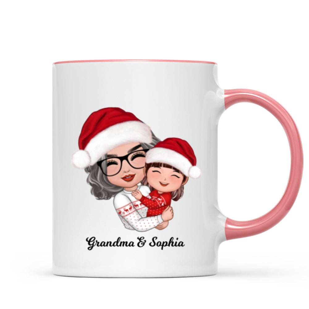 Doll Grandma Mom Hugging Kid Christmas Gift For Granddaughter Grandson Personalized Mug
