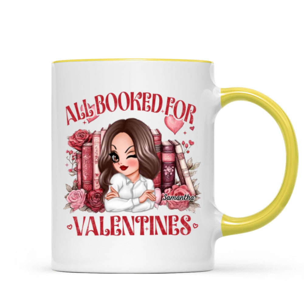 All Booked For Valentines Personalized Mug, Personalized Valentine's Gift For Book Lover