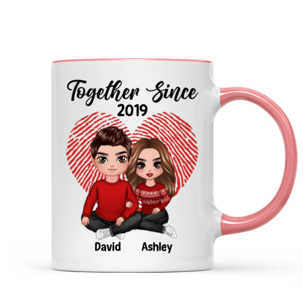 Doll Couple Sitting Embracing Personalized Mug