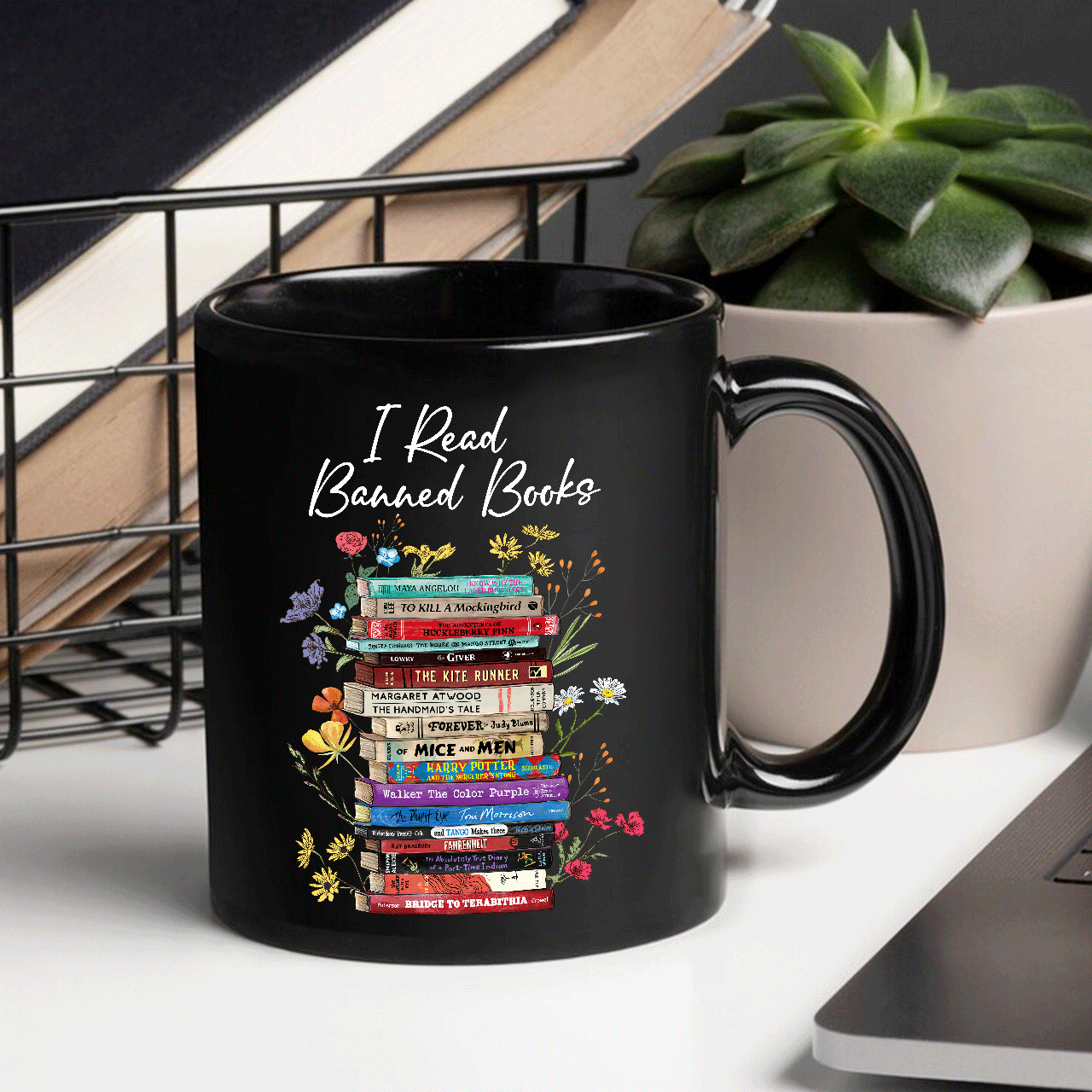 I Read Banned Books Flowers Book Lover Gift Mug