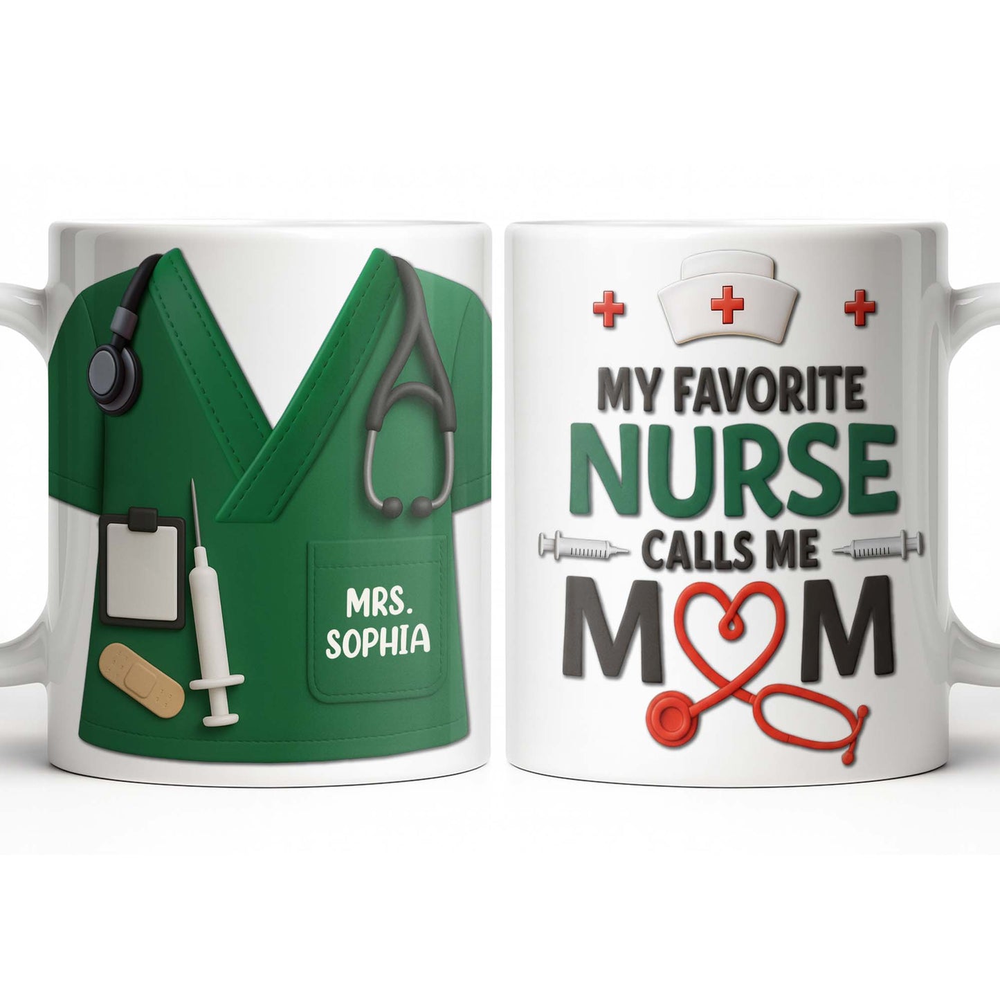 Personalize with Classic Nurse Themes, Stethoscope and Uniform - Personalized Custom Coffee Mug - MOM134_MG