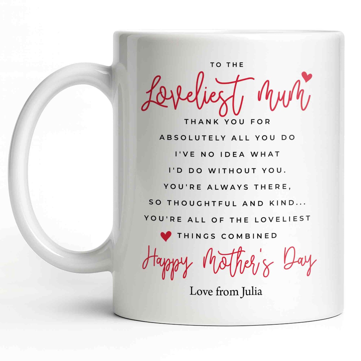 To The Loveliest Mum With Hearts - Personalized Custom Coffee Mug - MOM154_MG
