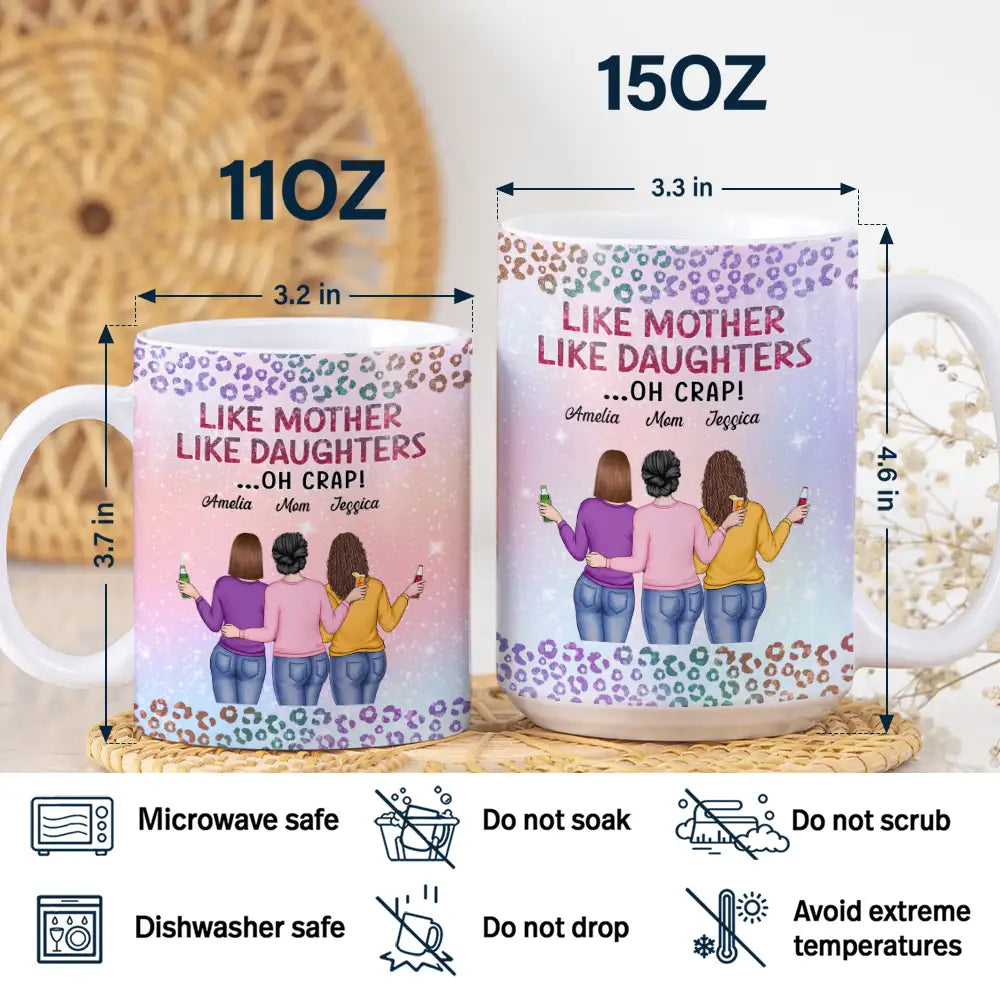 Like Mother Like Daughter Twinkle Leopard - Personalized White Edge-to-Edge Mug