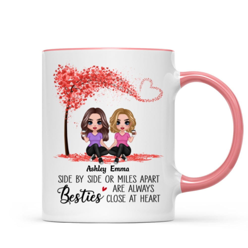 Doll Besties Sisters Sitting Miles Apart Close At Heart Personalized Mug