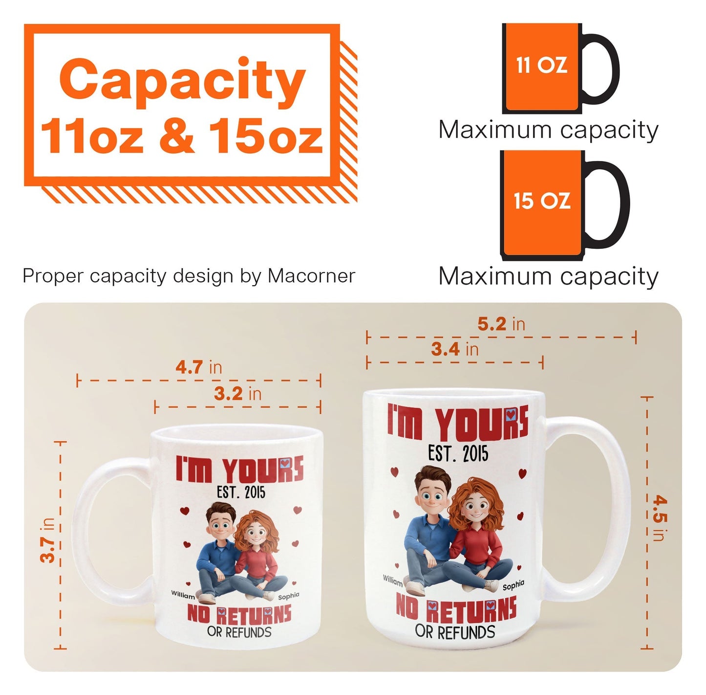 New Version Cartoon Couple I'm Yours No Returns Or Refunds - Personalized Mug