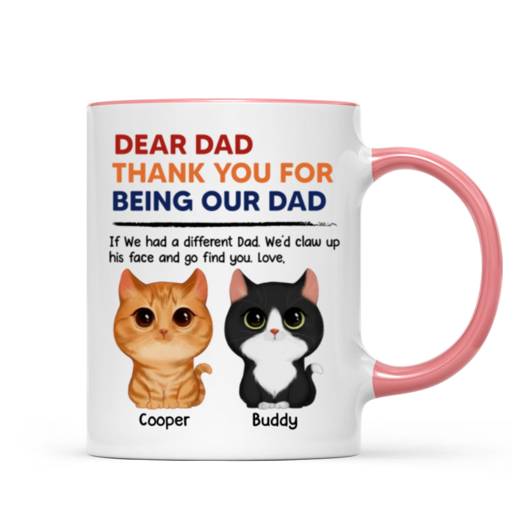 Thanks For Being Our Dad Watercolor Cute Cats Retro Personalized Mug