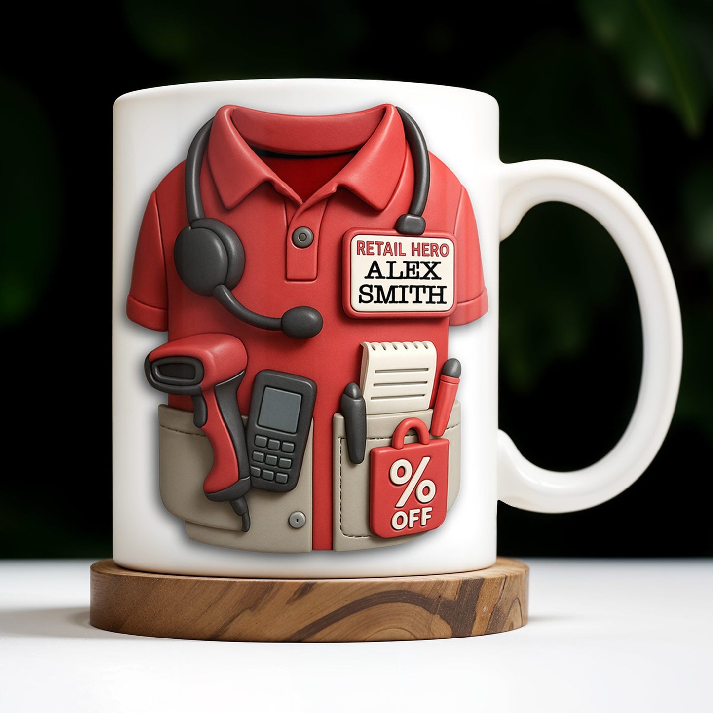 Celebrate Your Retail Hero, Shirt, Headset, And Discount Tag - Personalized Custom Coffee Mug - OFW006_MG