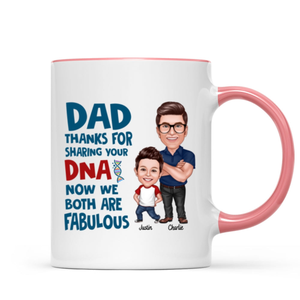 Dad Thanks For Sharing Your DNA Personalized Mug, Father's Day Gift From Son, Daughter