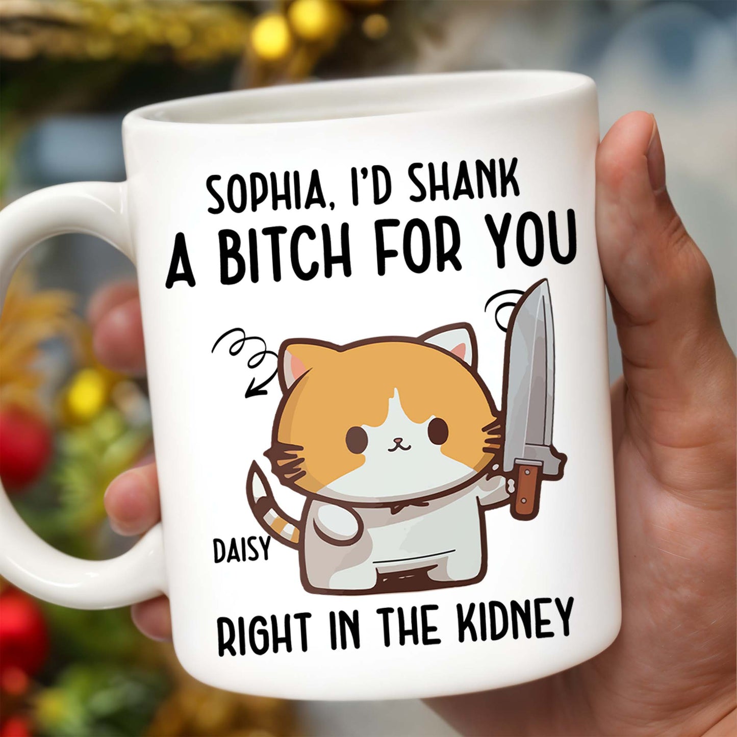 I'd Do Anything For You Featuring Black Cat With Knife - Personalized Custom Coffee Mug - PET081_MG