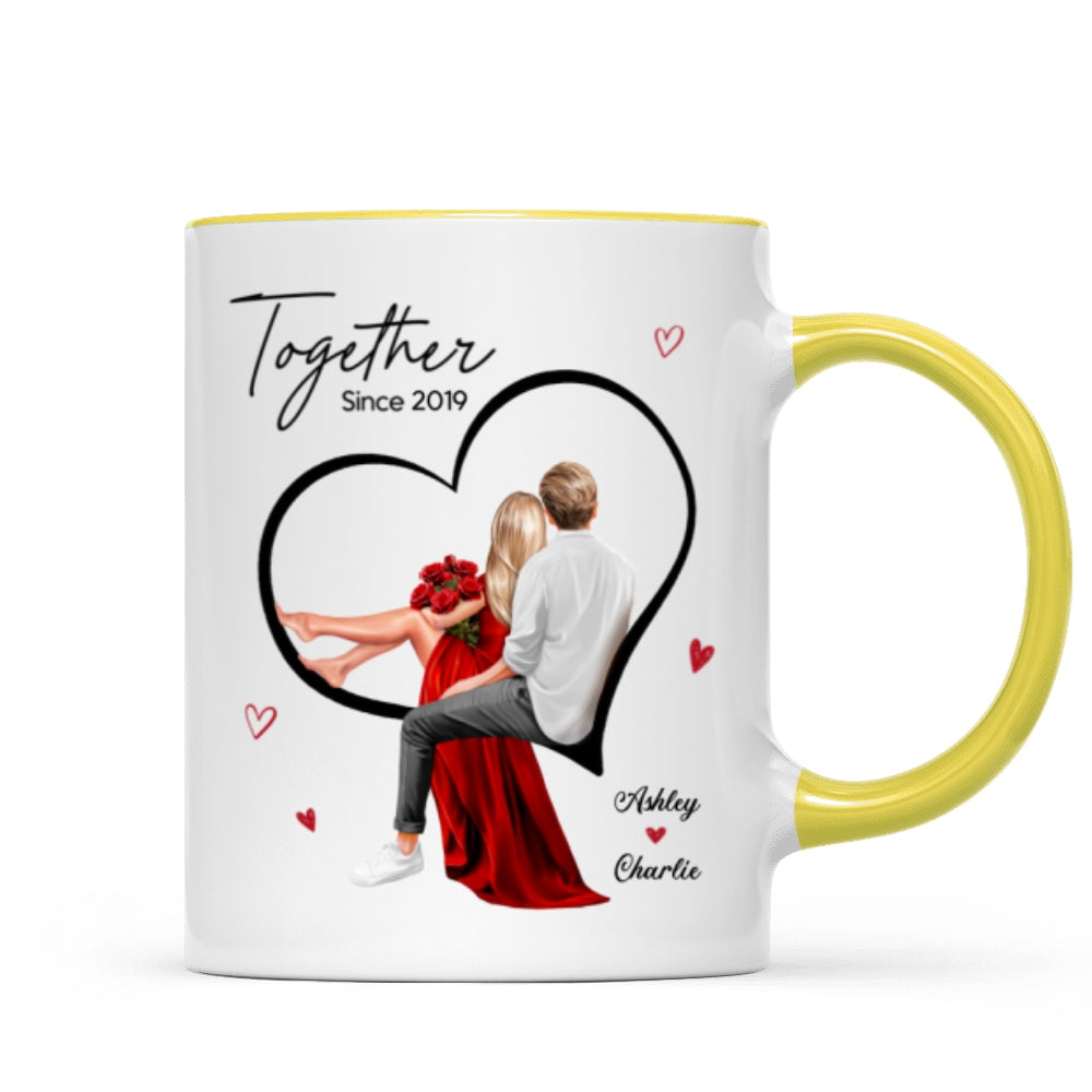 Couple Sitting On Heart Personalized Mug, Gift, Anniversary Gift for Couples,