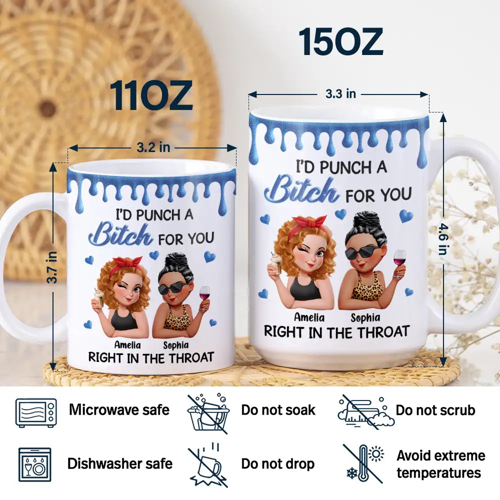 Right In The Throat 3D Bestie - Personalized White Edge-to-Edge Mug