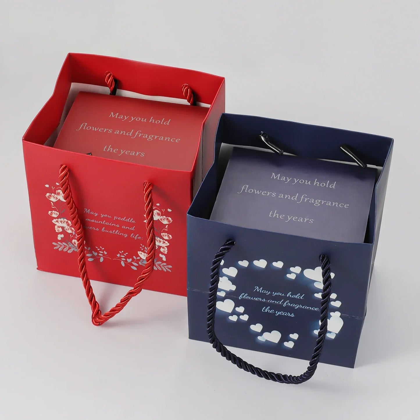 Personalized Double Heart Necklace with Rose Gift Box