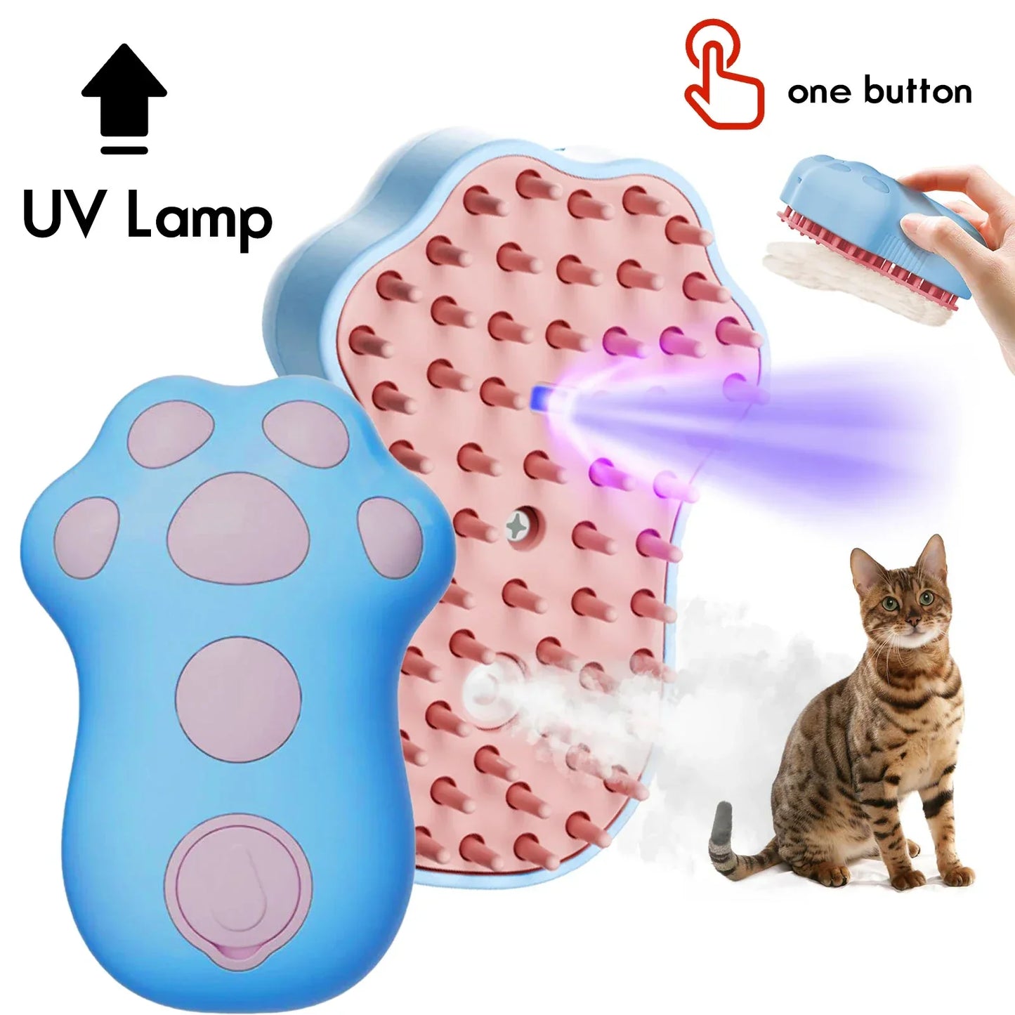 Steamy Pet Brush With Built-In Sprayer