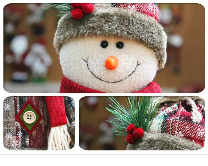 Christmas Plush Doll Set - Snowman & Santa for Festive Home Decor