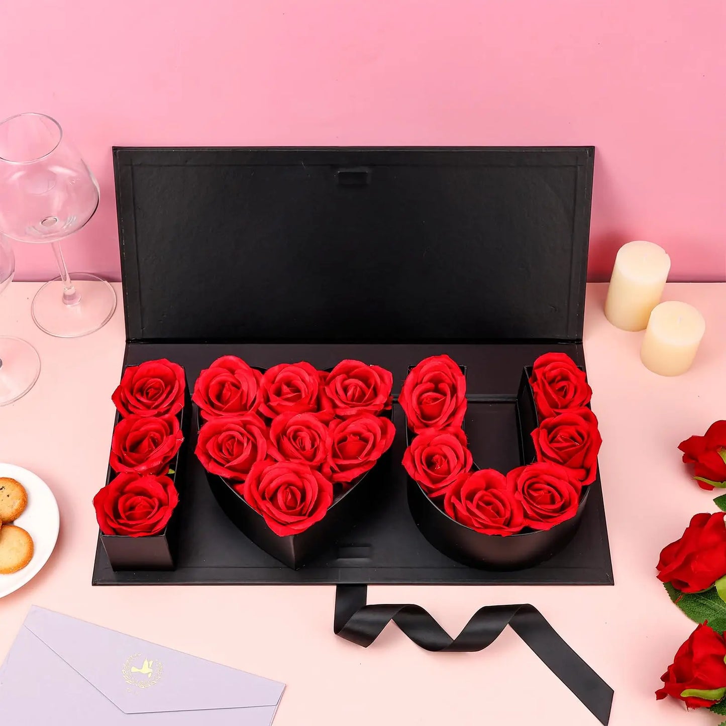 16Pcs Forever Roses in Heart Box - Valentine's Gift for Her