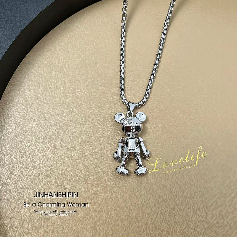 Movable Bear Pendant Necklace
