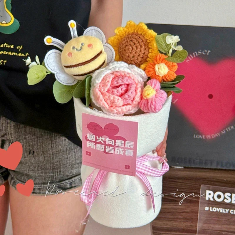 Crochet Sunflower Bouquet Handmade Eternal Flowers for Gifts and Decoration