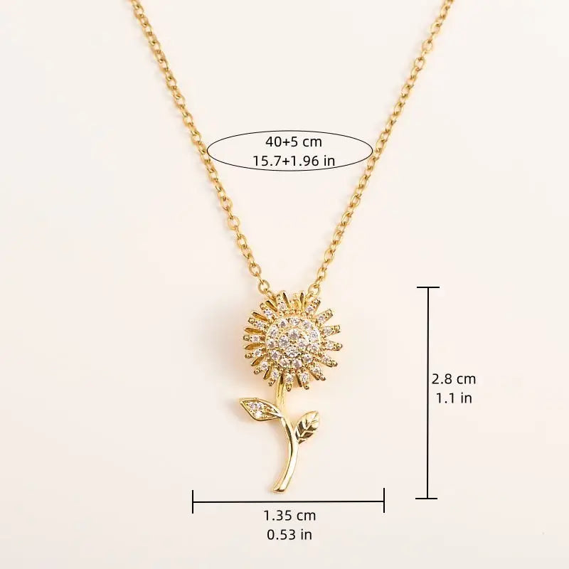 Double Layer Rotating Sunflower Stainless Steel Necklace