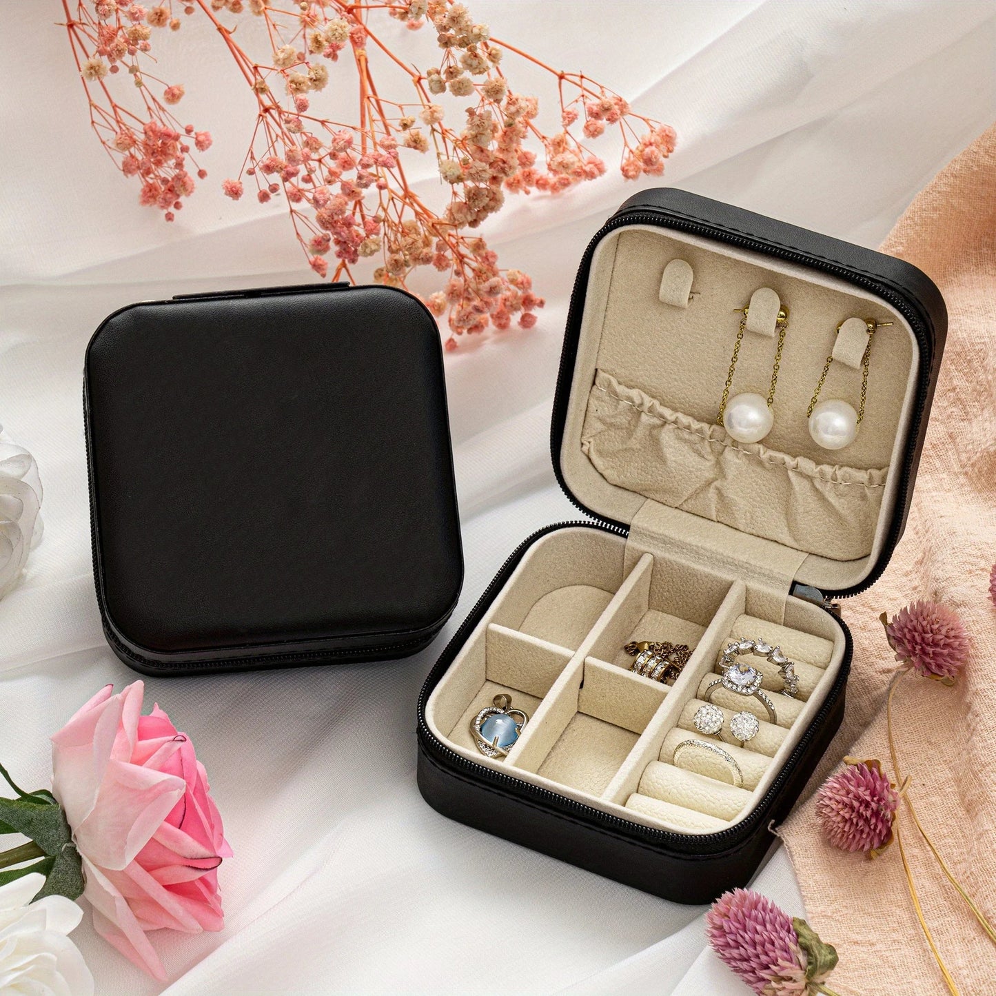 Personalized Name Jewelry Storage Box with Floral Design