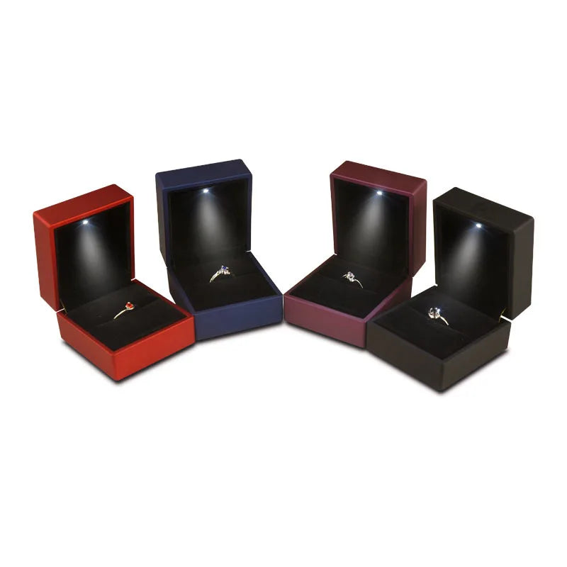 LED Light Ring Box Luxury Jewelry Case for Proposal