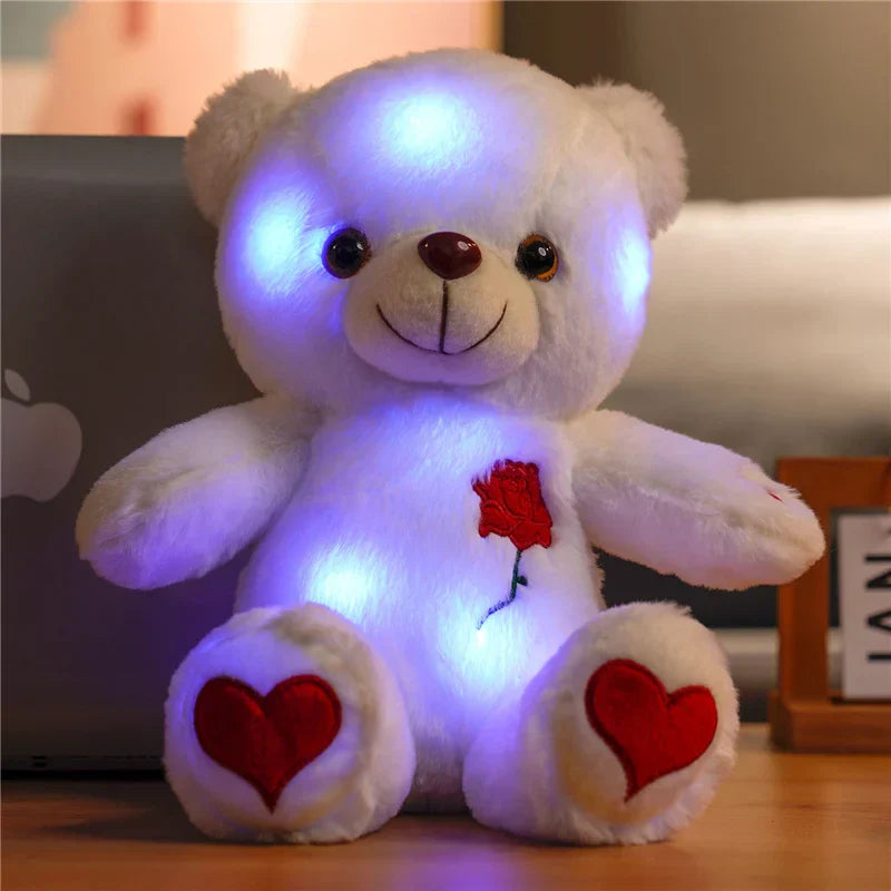 Luminous Plush Bear with Bowtie and Rose Heart 30cm