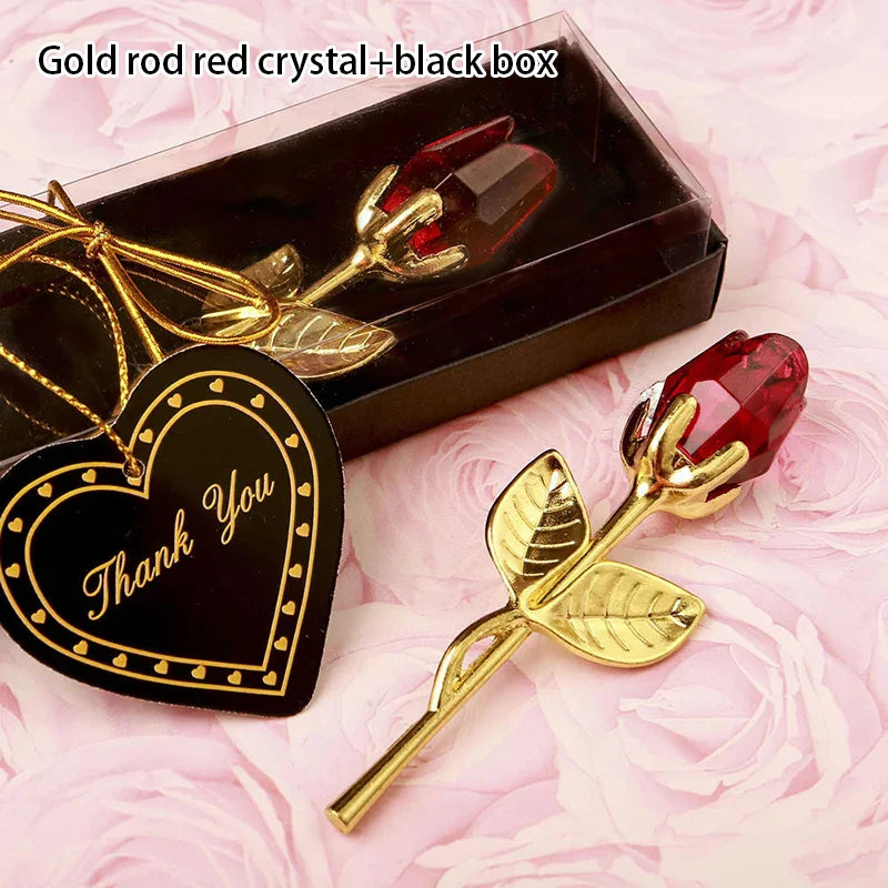 Crystal Rose Gold and Silver Artificial Flower Gift Box
