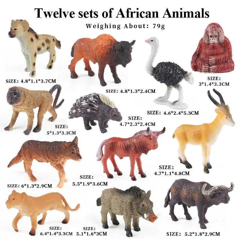 Montessori Miniature Lion Shark Horse Dinosaur Animals Model Set Action Figures