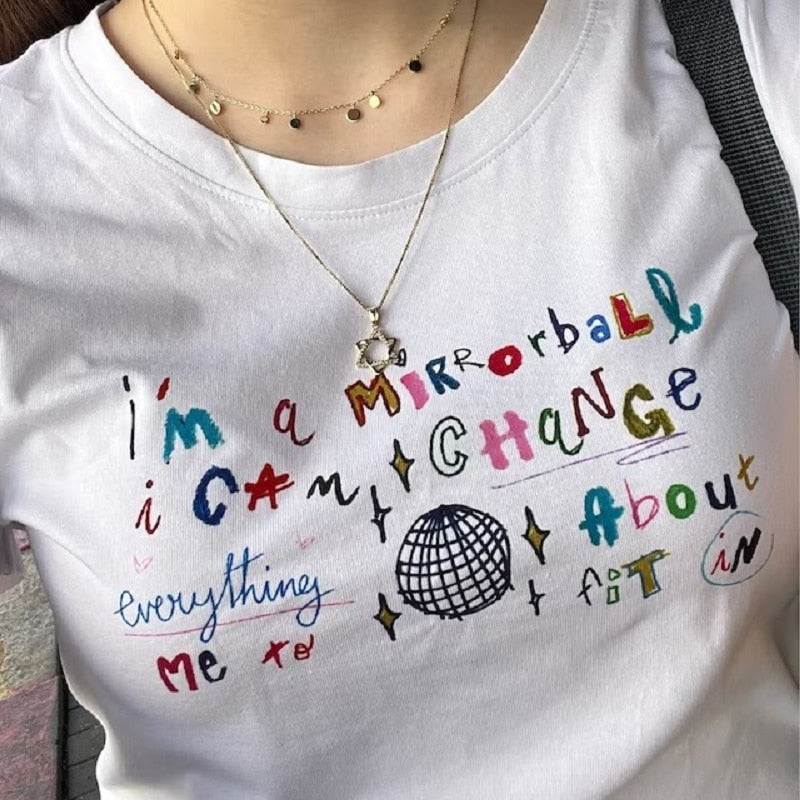 Letter Graphic Print Crop Top