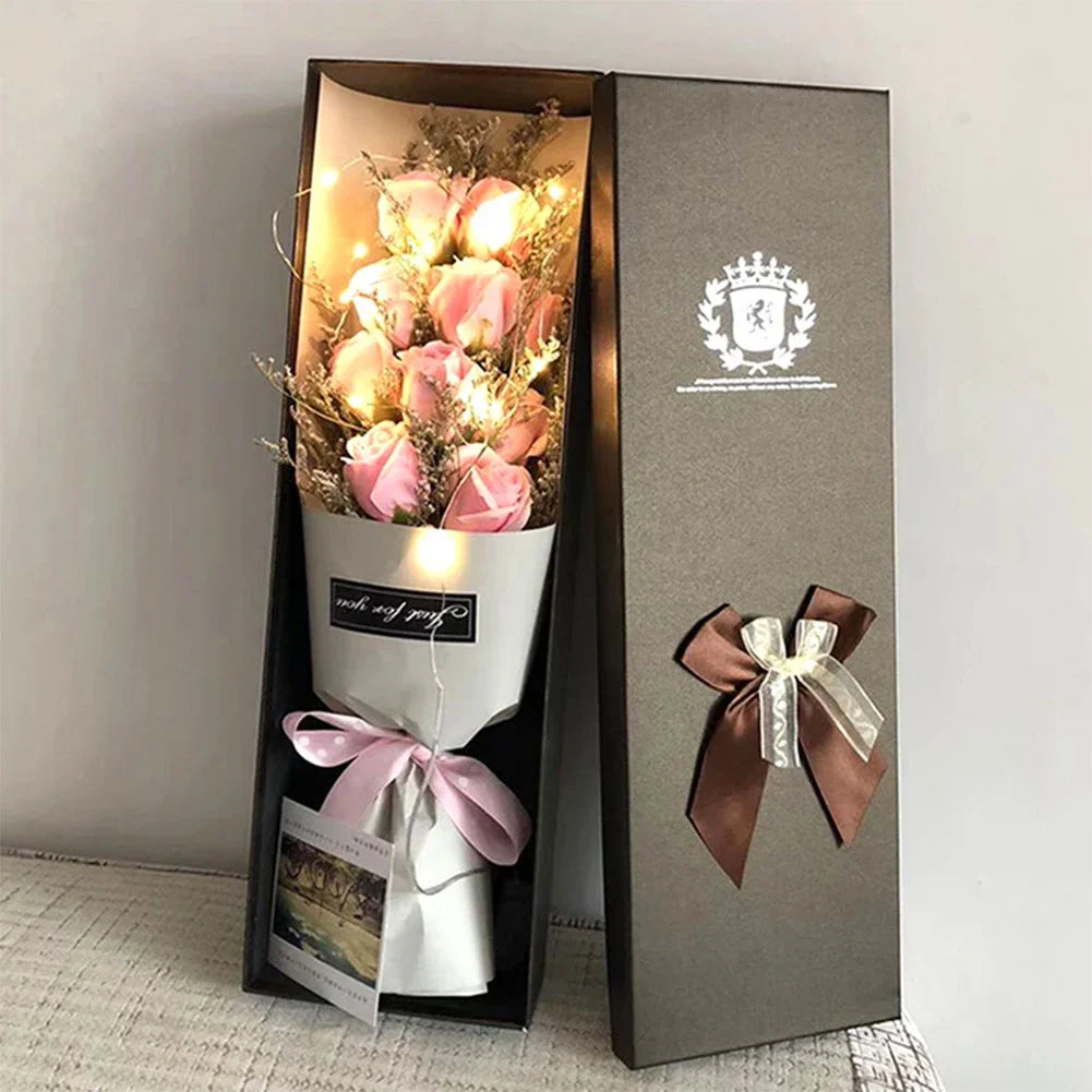 Lighted Soap Rose Bouquet Gift Box for Valentine's Day