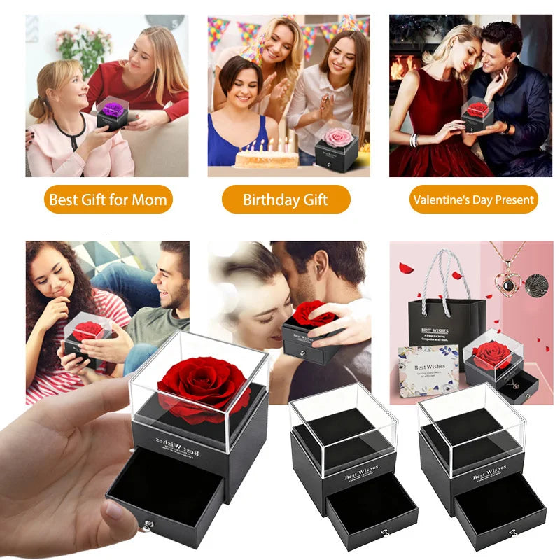 Red Eternal Rose Gift Box for Jewelry and Special Occasions