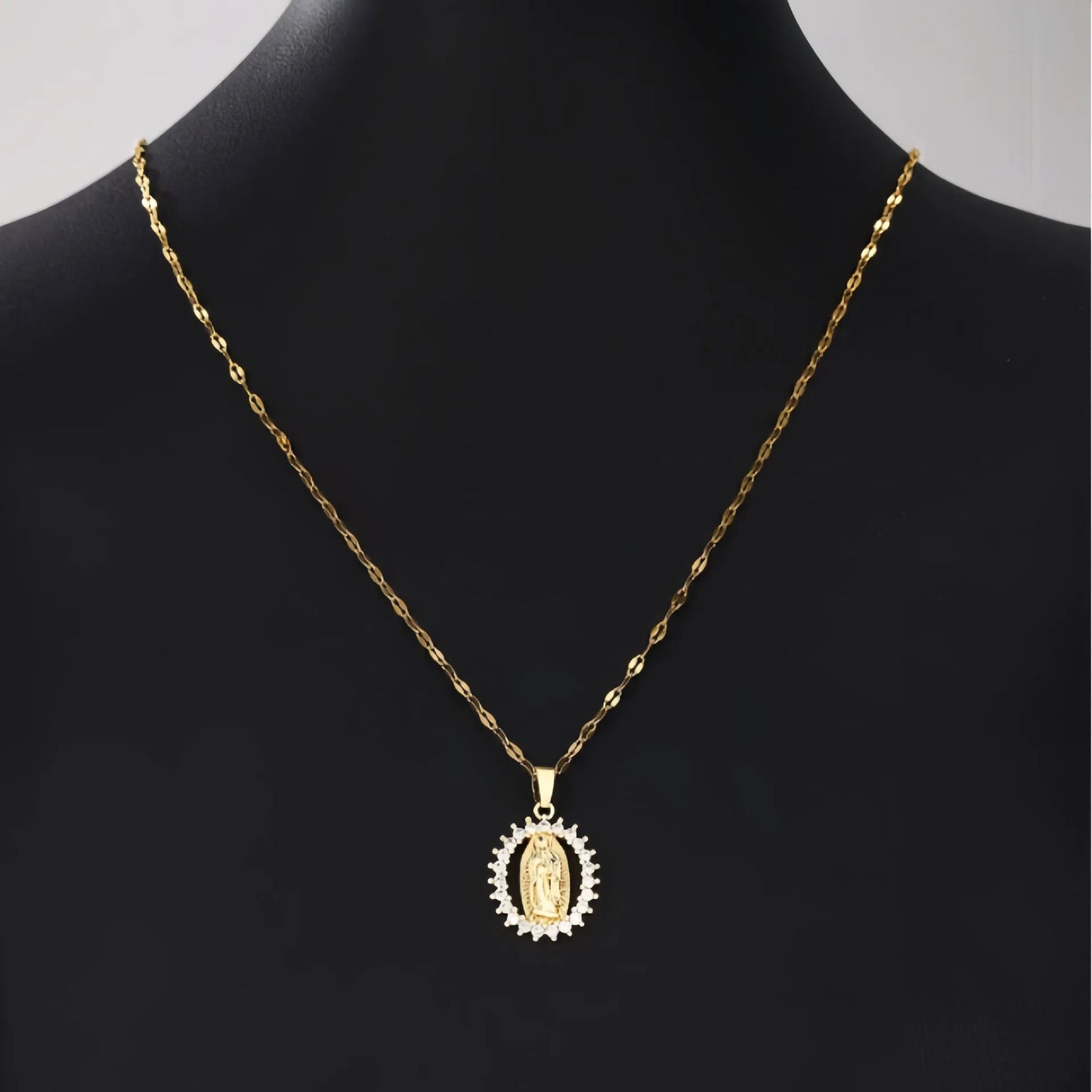 Starry Madonna Zircon Pendant Necklace