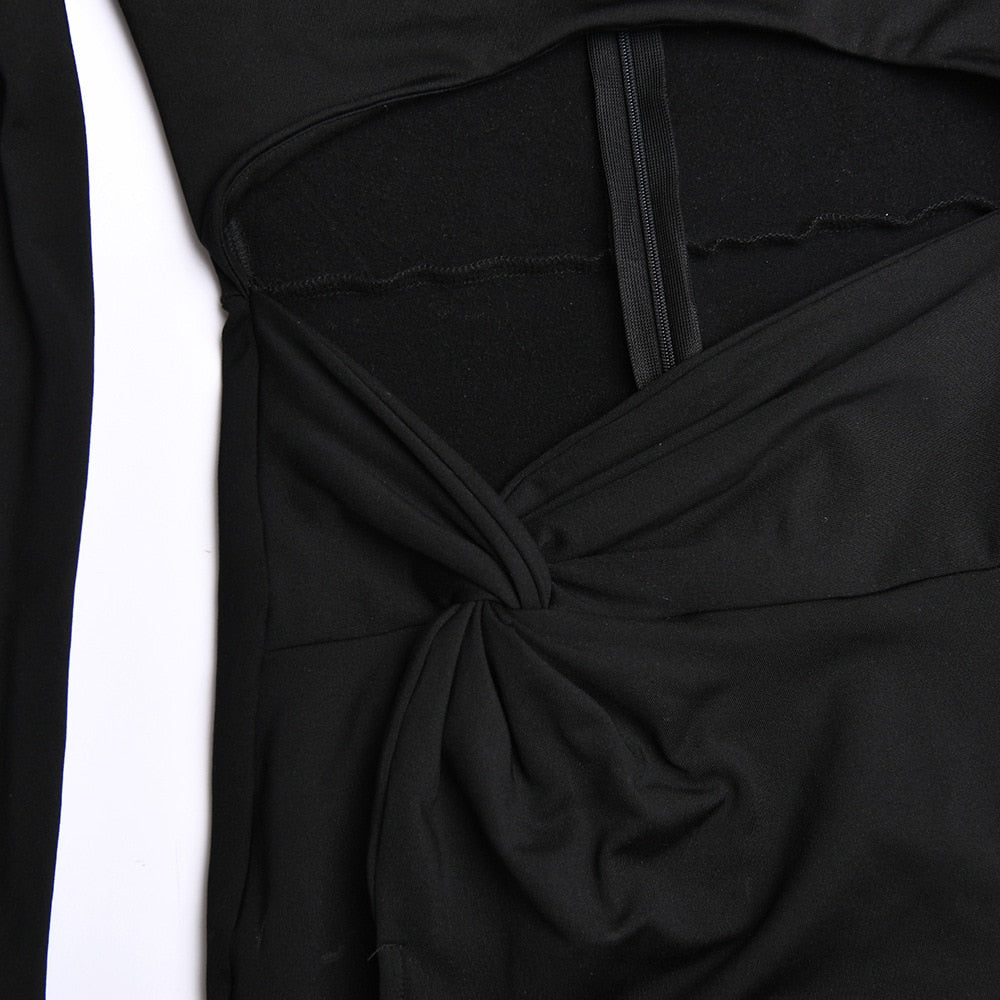 Long Sleeve Cut Out High Split Maxi Dress
