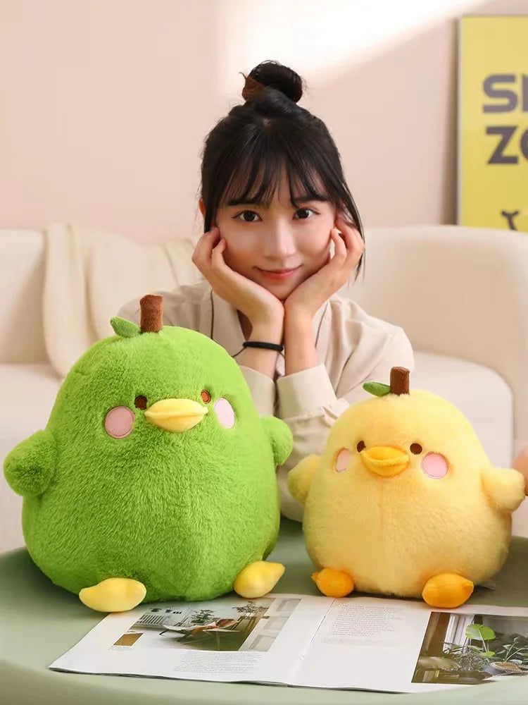 Cute Duck & Pear Plush Toy: 2-in-1 Pillow for Kids' Fun!