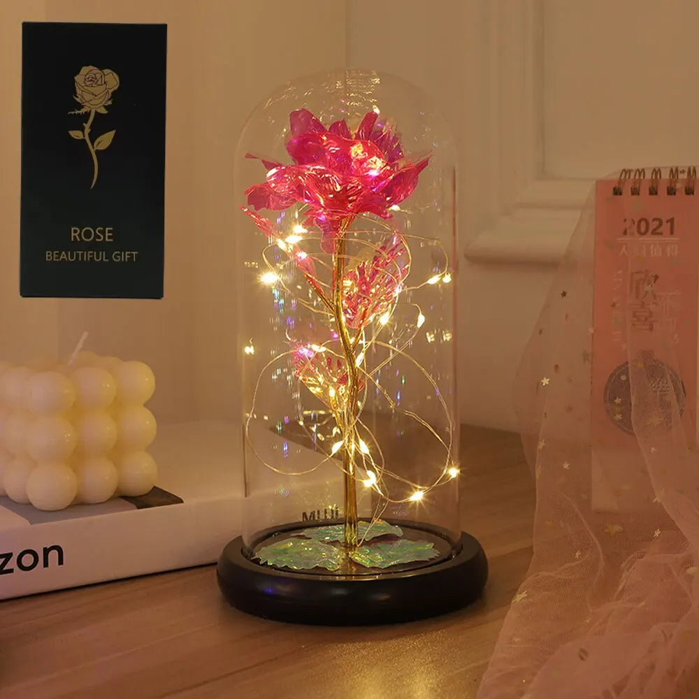 LED Enchanted Galaxy Rose in Dome - Romantic Gift
